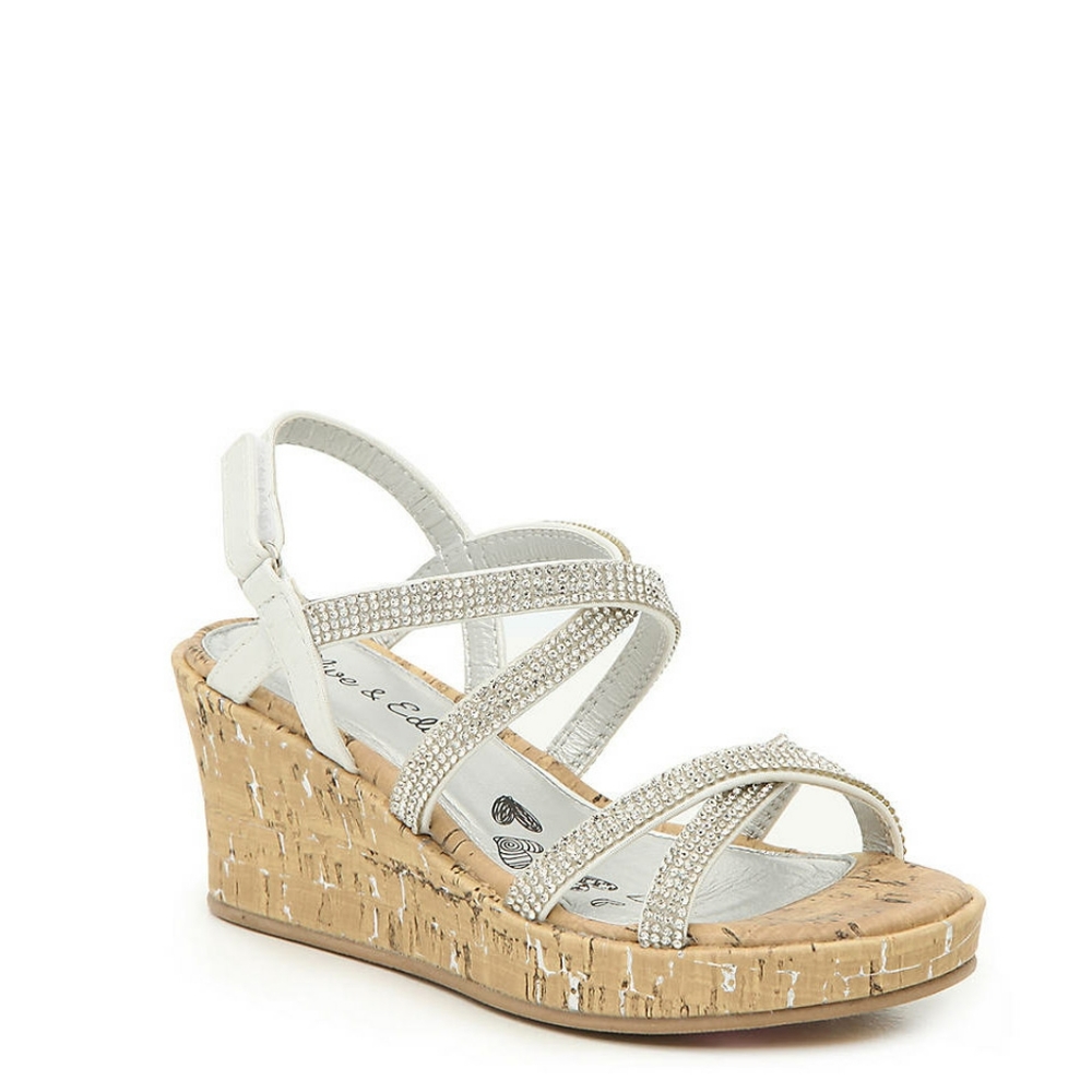 Olive and Edie Silver Wedge Sandals SZ 2
